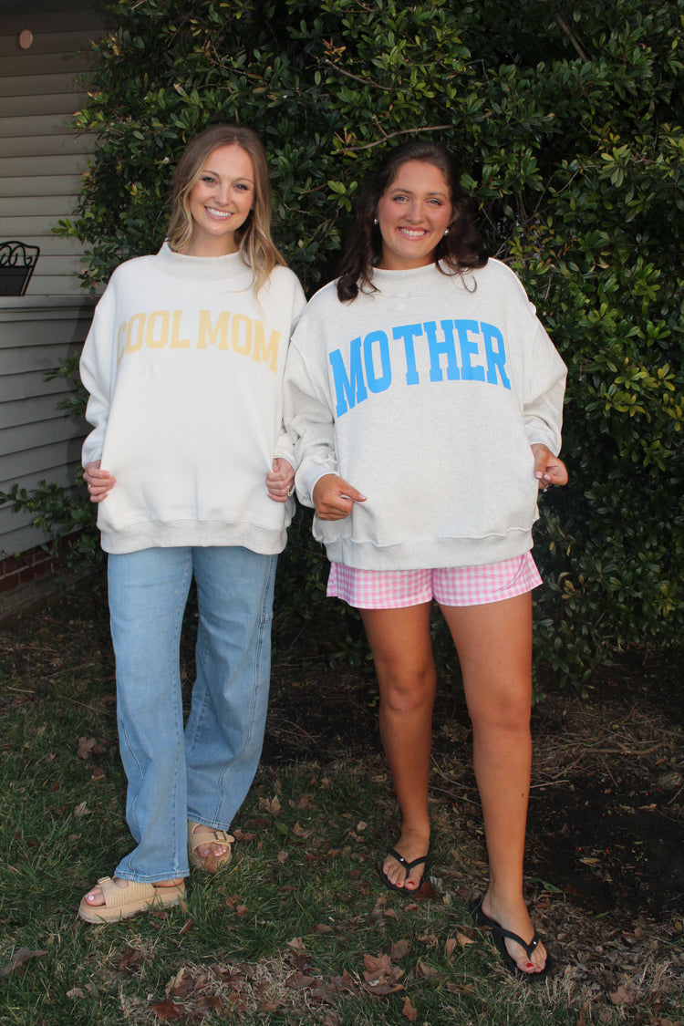 MOTHER & COOL MOM Reversible Sweatshirt: HEATHER GREY