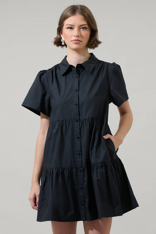 Xia Poplin Tiered Mini Dress