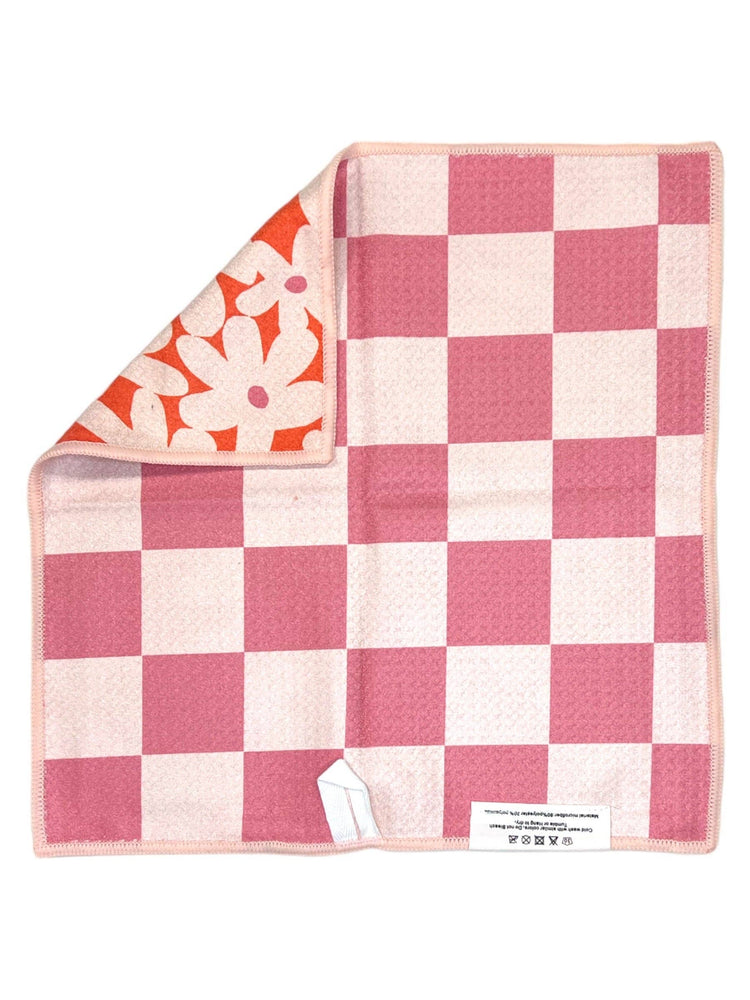 Check Your Blossoms: Reversible Washcloth: Pink/Orange / 12x12 in / Washcloth