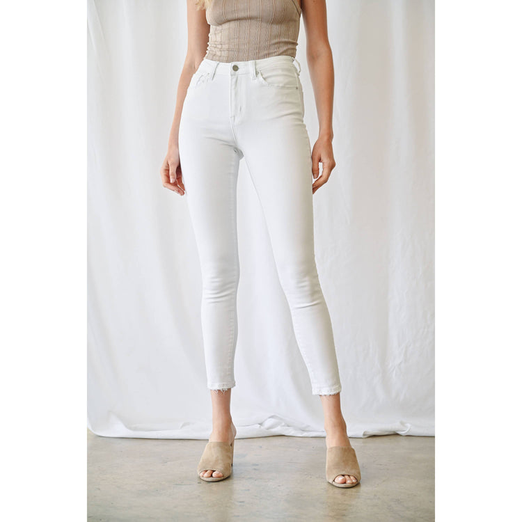 COCONUT WHITE HIGH RISE ANKLE SKINNY: COCONUT WHITE