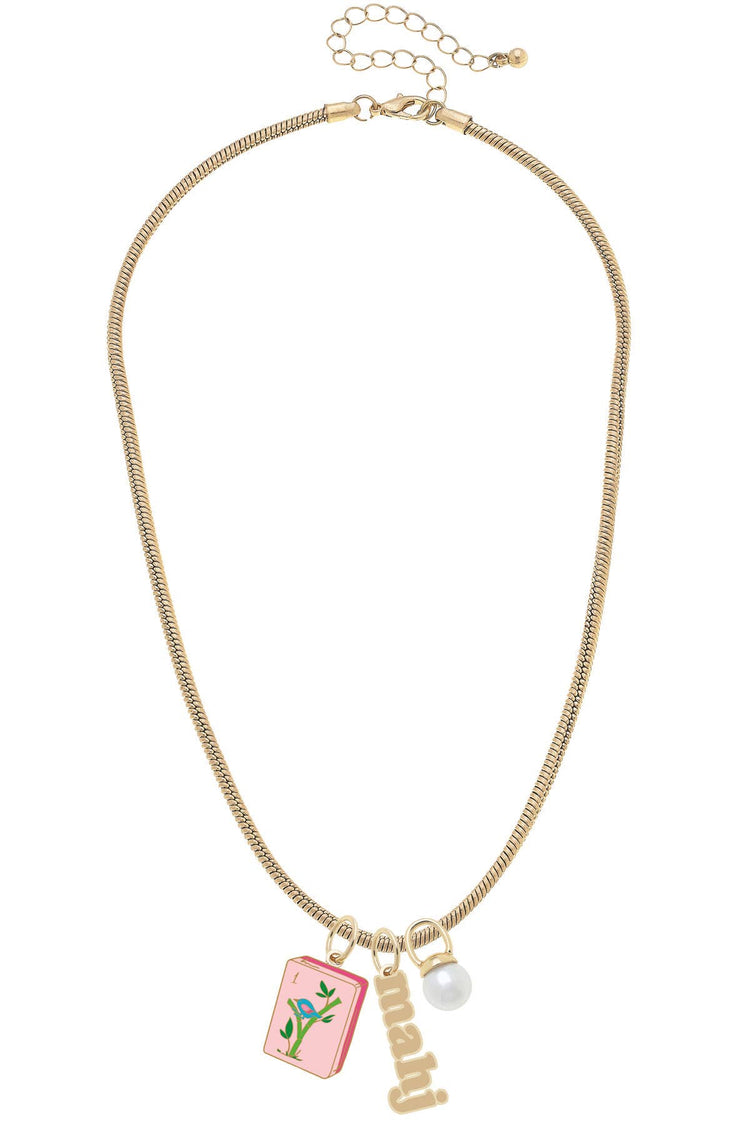 Mahjong Charm Necklace in Shiny Gold