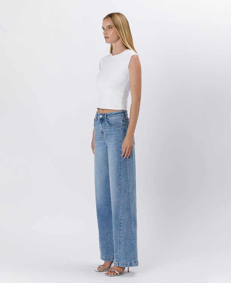 Jenny HIGH RISE SEAM DETAIL PALAZZO JEANS