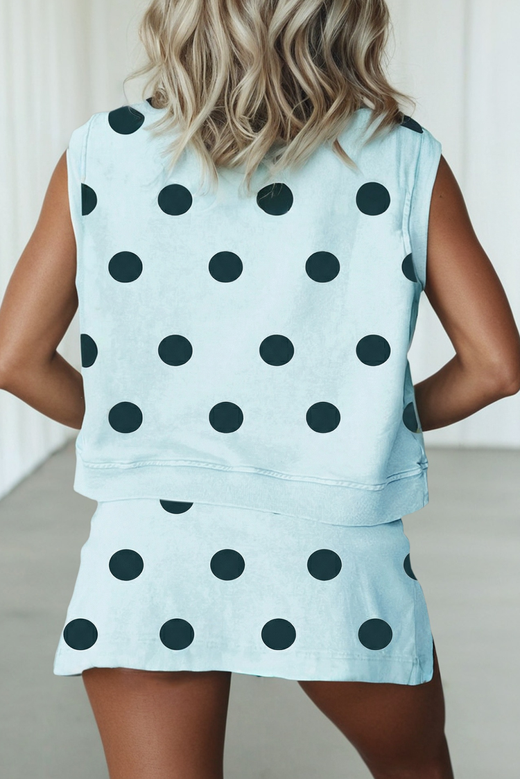 Polka Dot Tank Split Mini Skort Sets