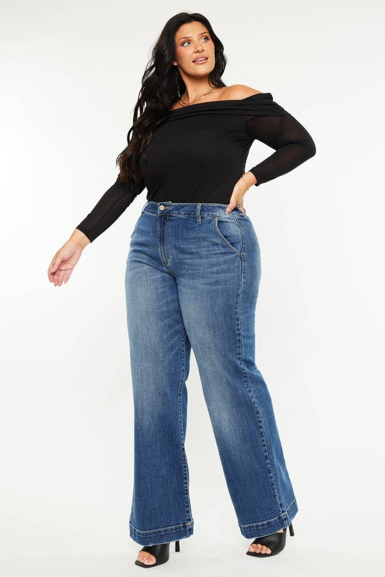High Rise Wide leg Plus - Denim