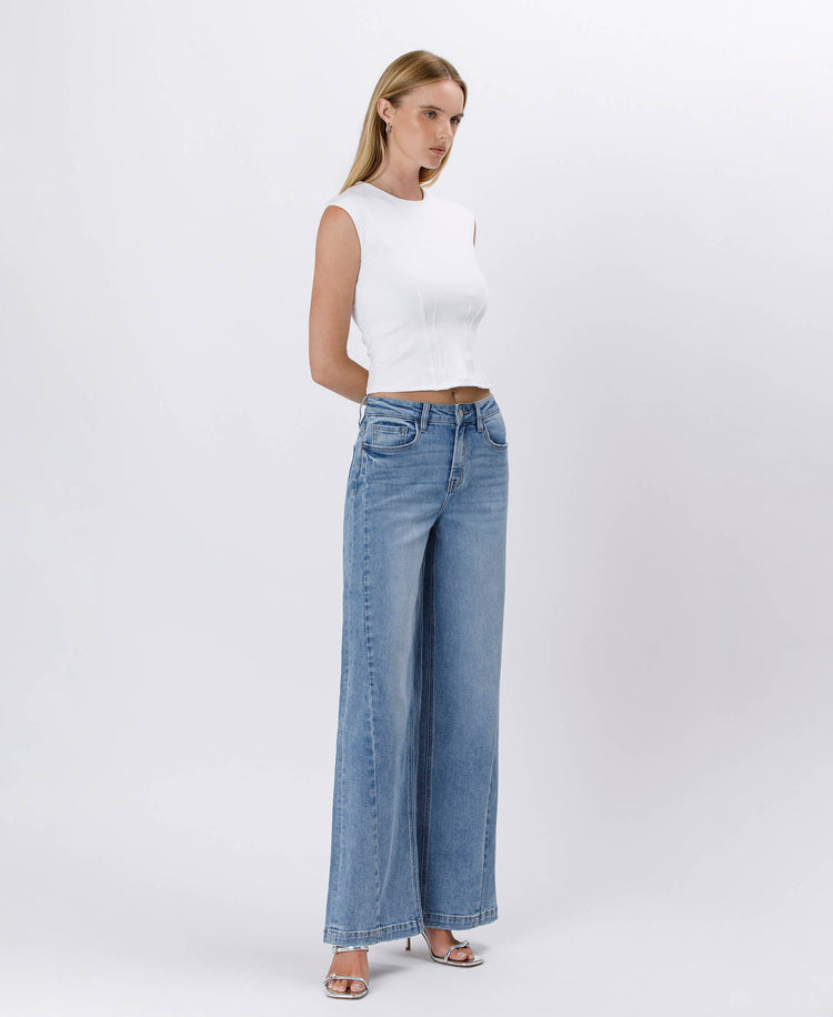 Jenny HIGH RISE SEAM DETAIL PALAZZO JEANS