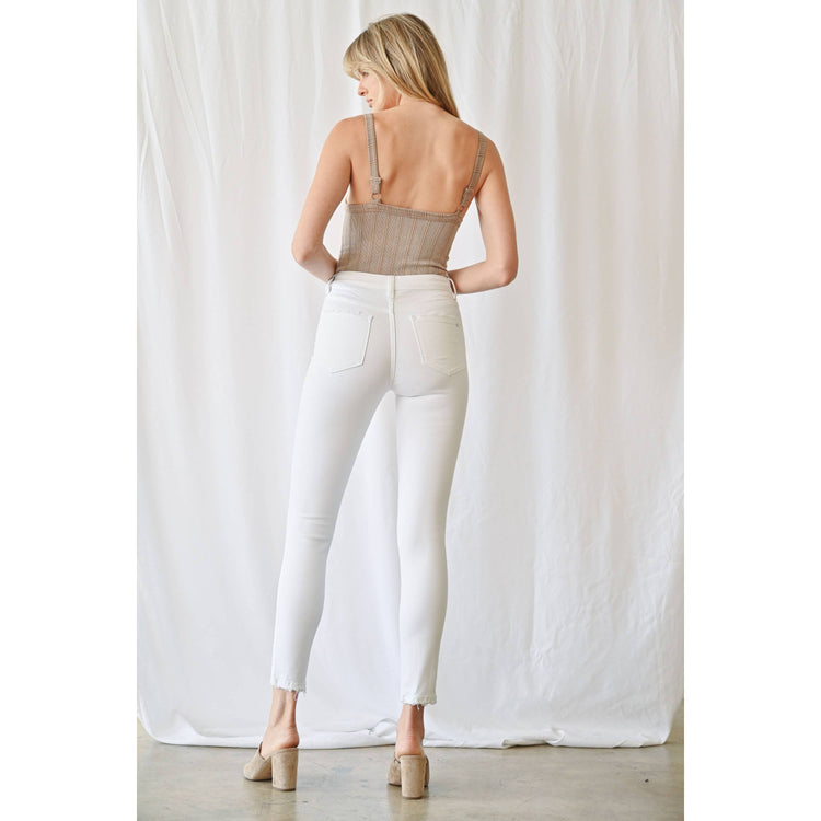 COCONUT WHITE HIGH RISE ANKLE SKINNY: COCONUT WHITE