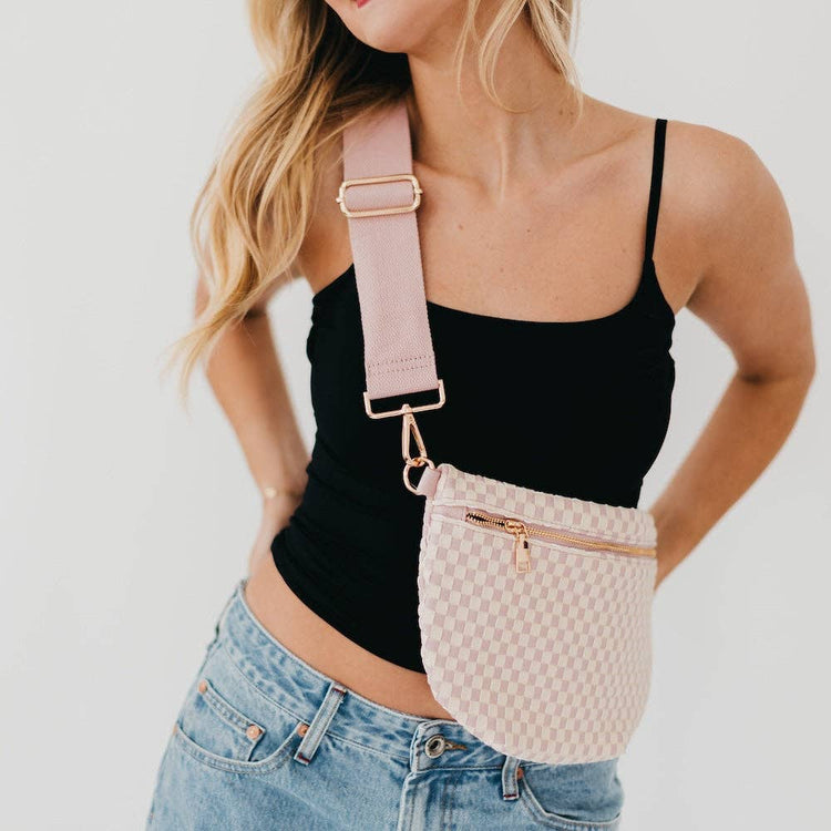 Westlyn Woven Bum Bag Wholesale - TOP SELLER: Checkered Blush