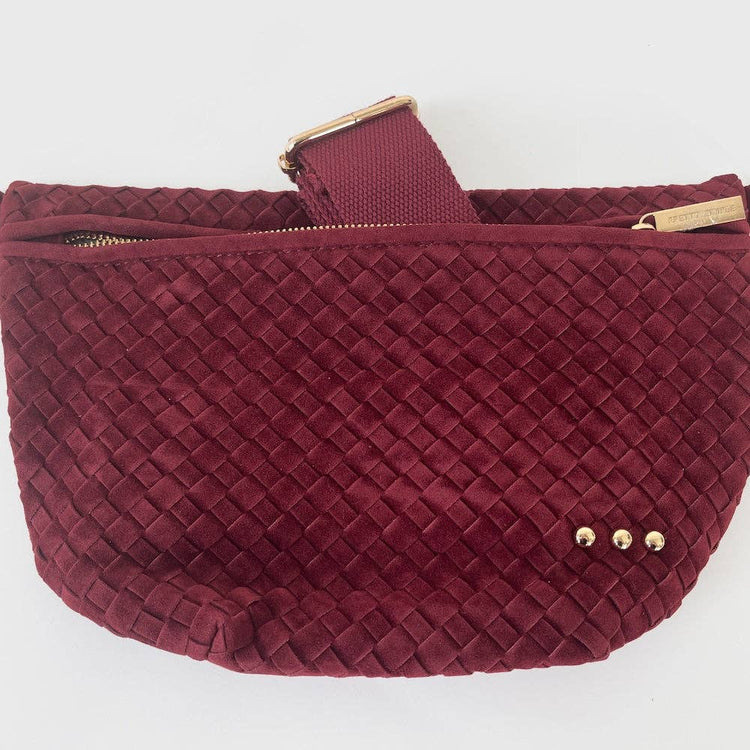 Suede Westlyn Woven Bum Bag: Suede Burgundy