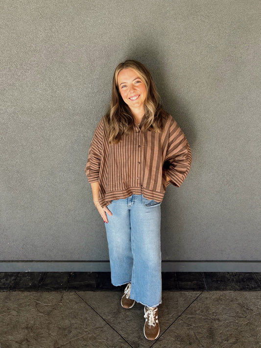 Mixed Stripe Button Down Shirt