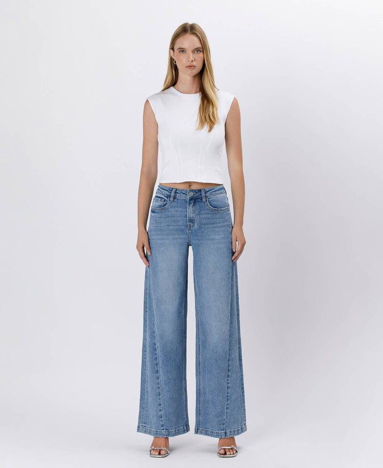 Jenny HIGH RISE SEAM DETAIL PALAZZO JEANS