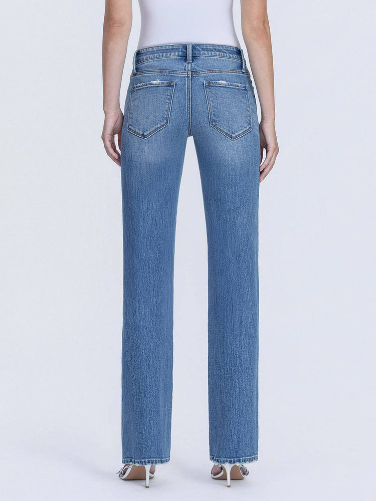 MELISSA MID RISE FULL LENGTH MEDIUM WASH STRAIGHT JEANS