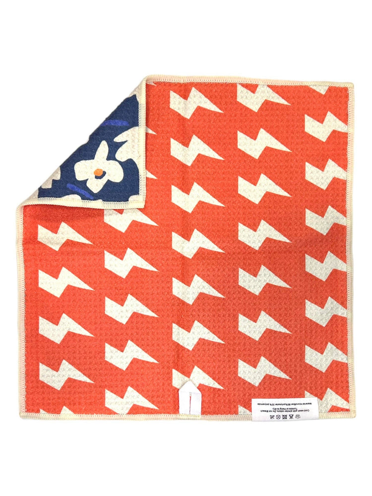 Aqua Daisy: Reversible Washcloth: Blue/Orange / 12x12 in / Washcloth