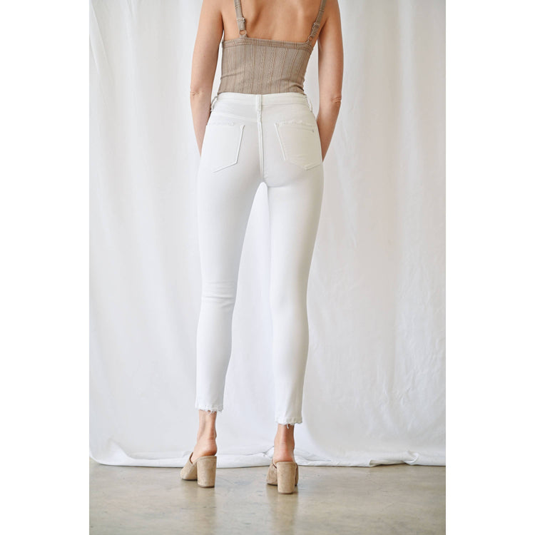 COCONUT WHITE HIGH RISE ANKLE SKINNY: COCONUT WHITE