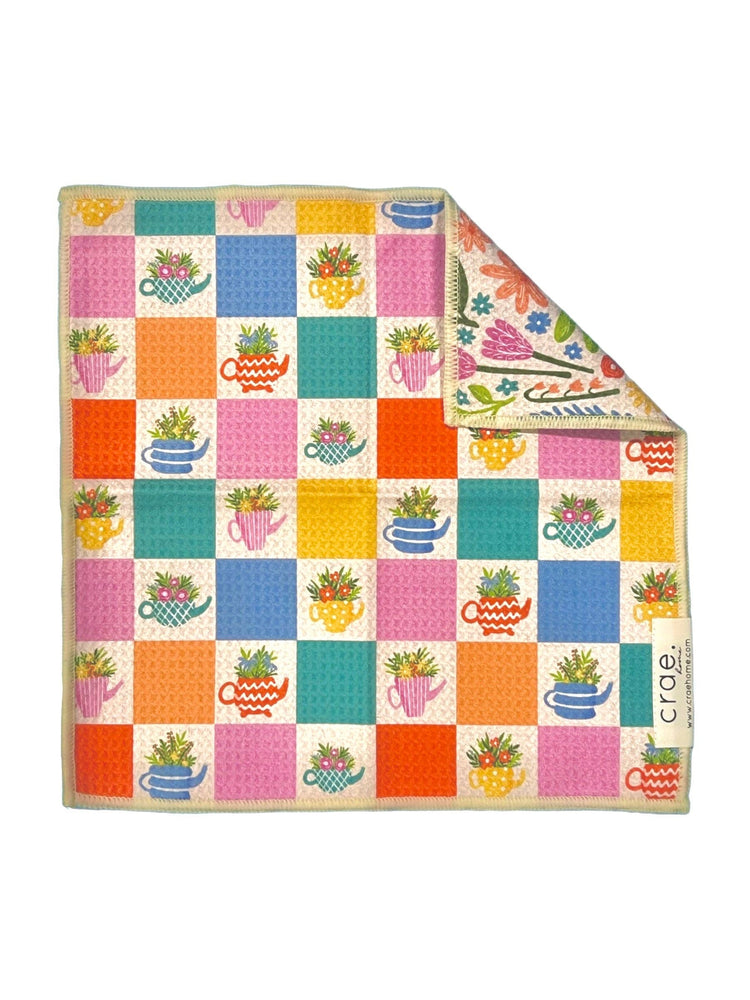 Tea Garden: Reversible Washcloth: Cream/Multi / 12x12 in