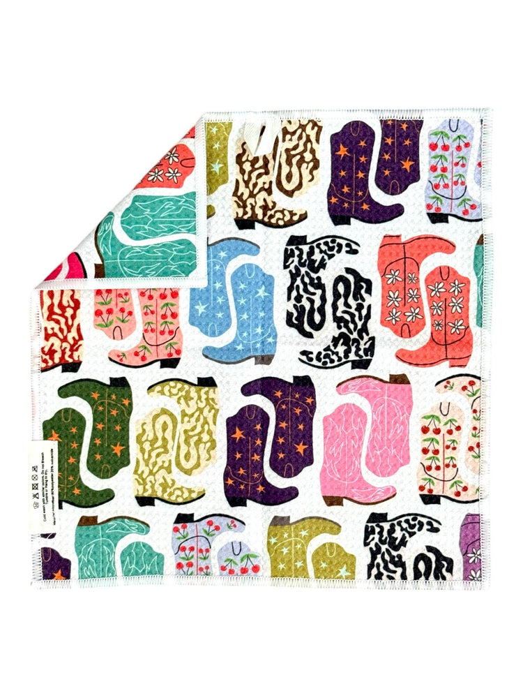HoeDown: Double-Sided Washcloth: White/Multi / 12x12 in / Washcloth