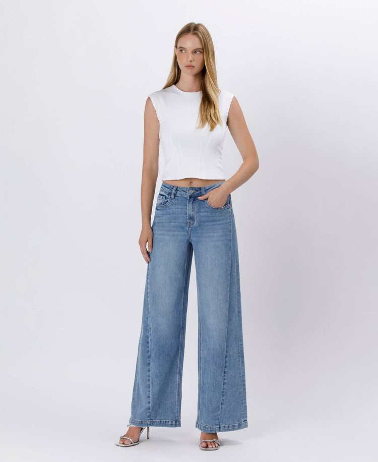 Jenny HIGH RISE SEAM DETAIL PALAZZO JEANS