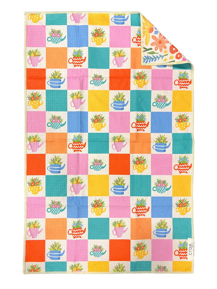 Tea Garden: Reversible Hand Towel: Cream/Multi / 19x29in / Hand Towel