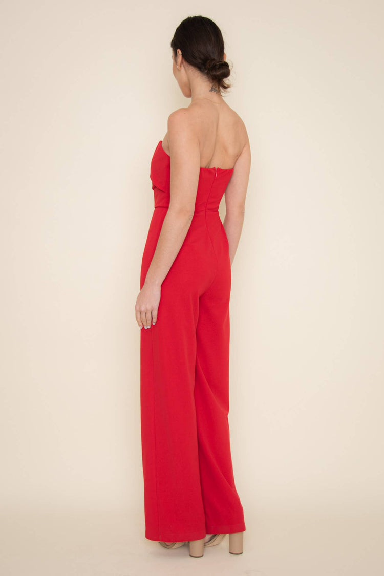 STRAPLESS PLEATED JUMPSUIT