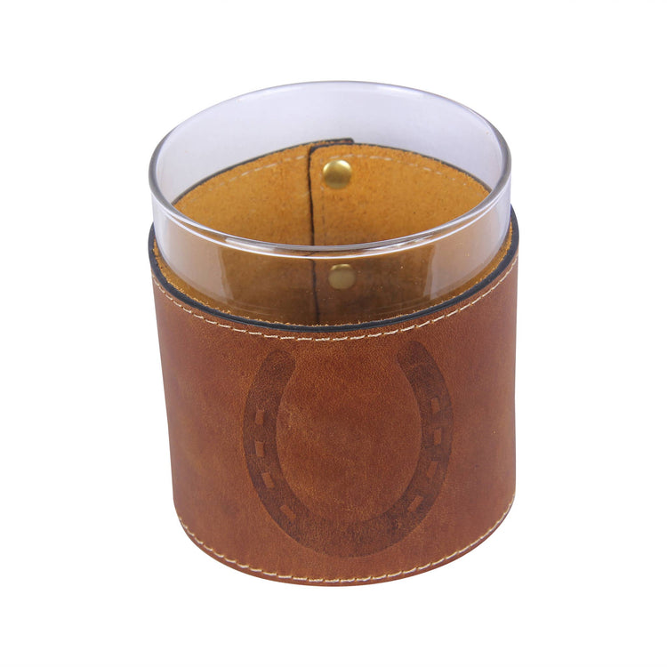 Horseshoe Leather Rocks Glass