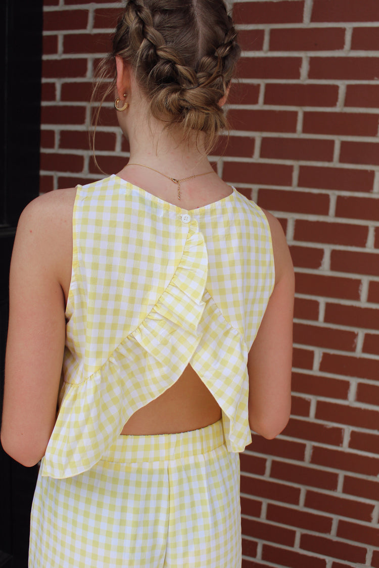 Yellow Gingham Pants & Top Set