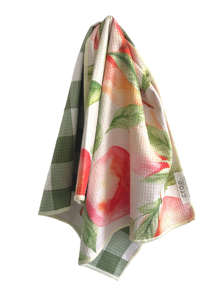 Peaches and Cream: Reversible Hand Towel: Orange/Cream/Green / 19x29 in / Hand Towel