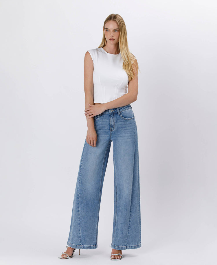 Jenny HIGH RISE SEAM DETAIL PALAZZO JEANS