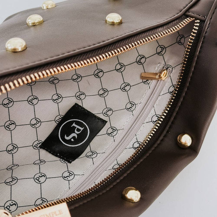 Chic Gold Studded Westlyn Bum Bag: Brown