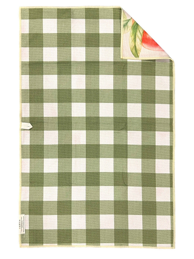 Peaches and Cream: Reversible Hand Towel: Orange/Cream/Green / 19x29 in / Hand Towel