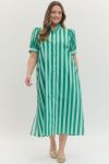Cabana Striped Puff Sleeve Midi Dress