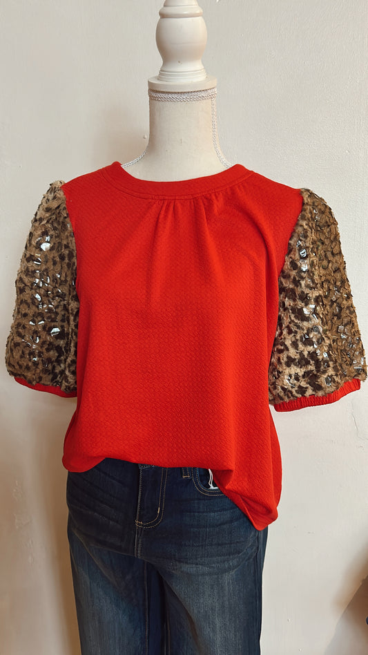Animal Print Short Sleeve Top