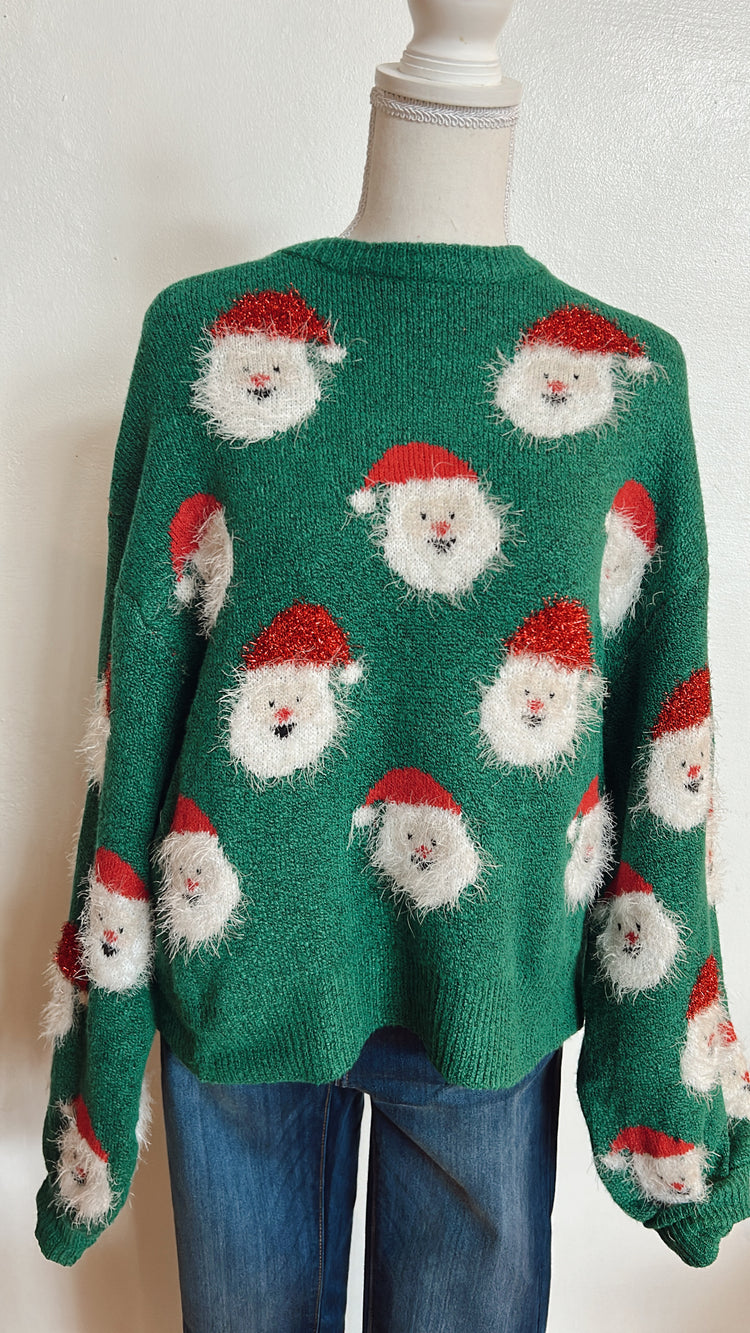 Tinsel Santa Christmas Sweater