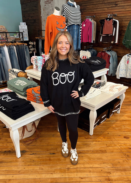 Boo Embroidered Sweater