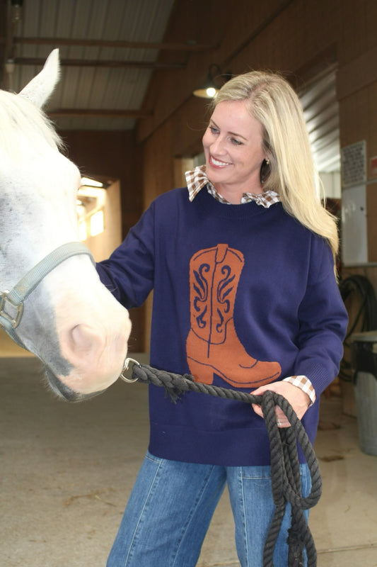 Cowboy Boot Knit Sweater
