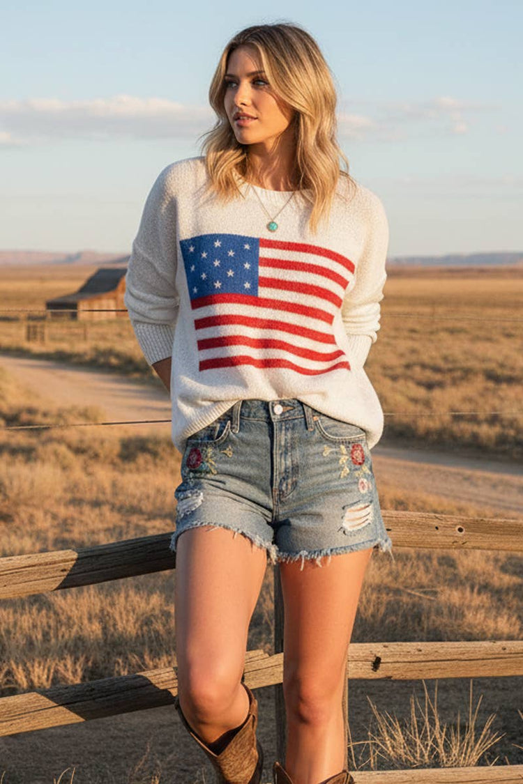 AMERICAN FLAG SWEATER TOP