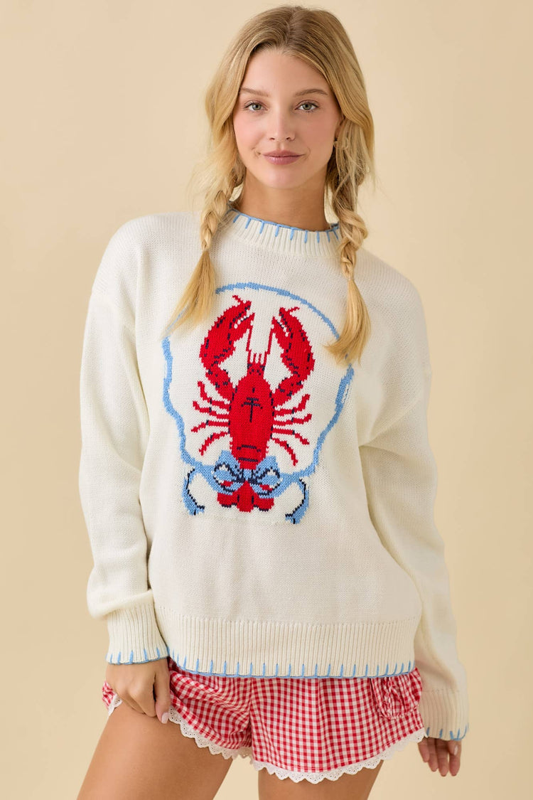 Lobster Sweater Knit Long Sleeve Top