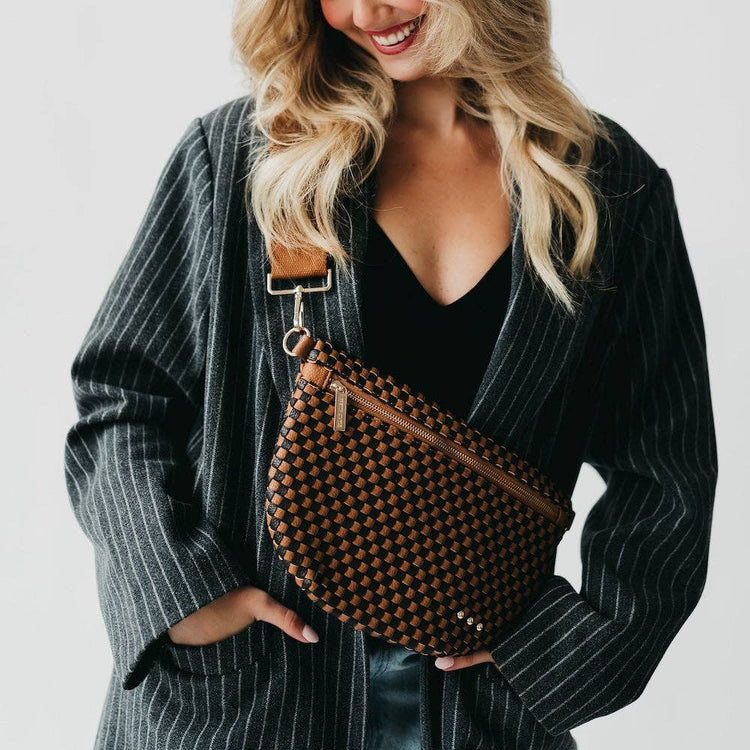 Westlyn Woven Bum Bag Wholesale - Checkered Coffee
