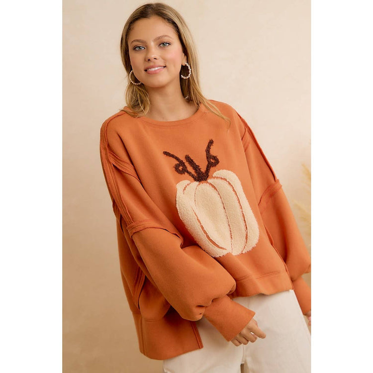 THANKSGIVING OVERSIZED PUMPKIN PATCH PULLOVER SWEATSHIRT