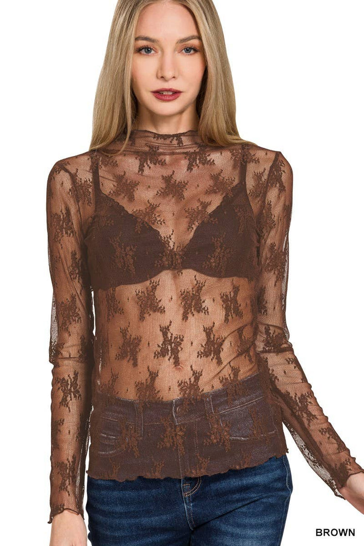 Lace See-through Layering Top
