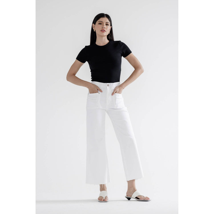 Super High Rise Wide Leg White Jeans