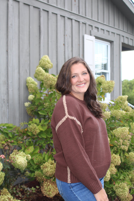 Chocolate Sweater with embroidered detail