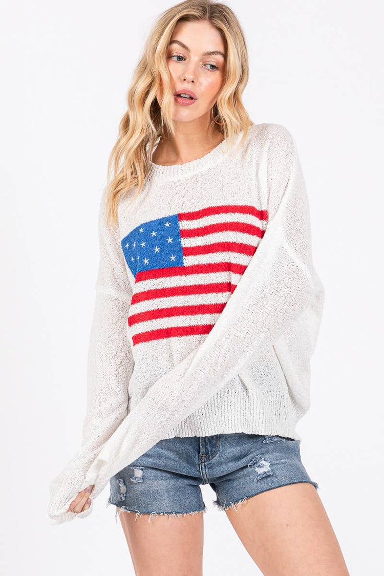 AMERICAN FLAG SWEATER TOP