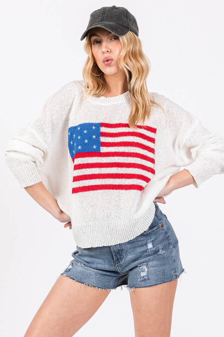 AMERICAN FLAG SWEATER TOP