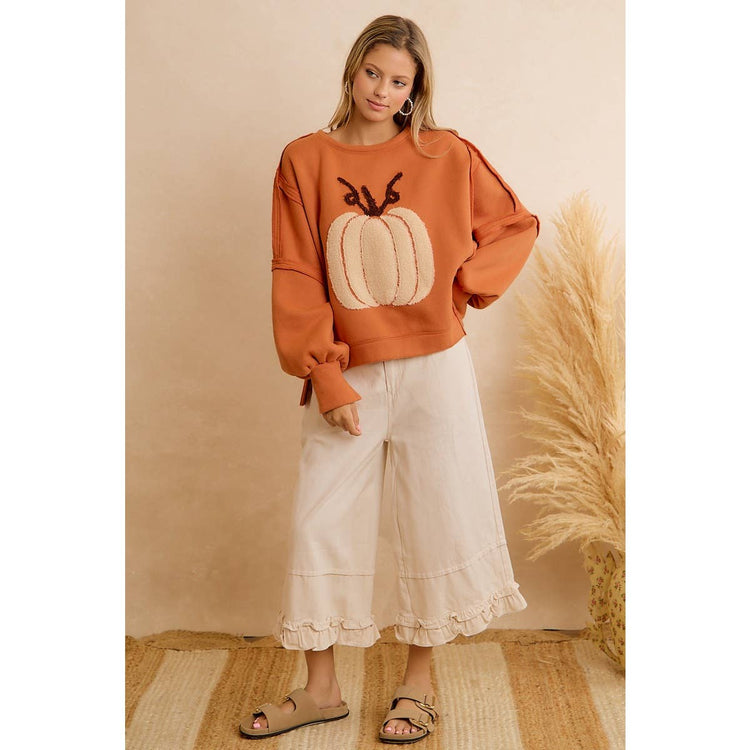 THANKSGIVING OVERSIZED PUMPKIN PATCH PULLOVER SWEATSHIRT