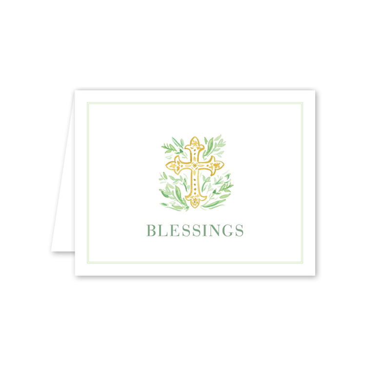 Cross Green Blessings: Single Card
