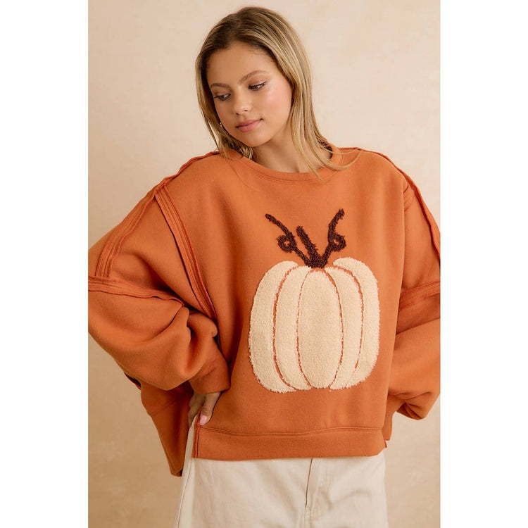 THANKSGIVING OVERSIZED PUMPKIN PATCH PULLOVER SWEATSHIRT