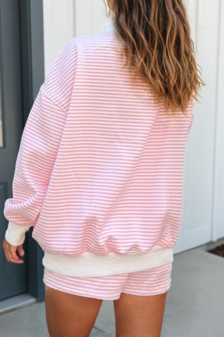 Dolly Stripe Oversize Sweatshirt and Shorts Set
