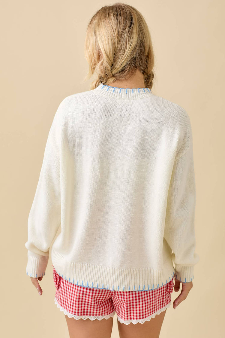 Lobster Sweater Knit Long Sleeve Top