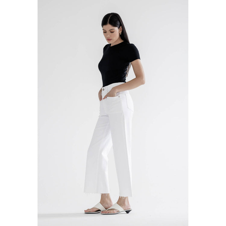Super High Rise Wide Leg White Jeans