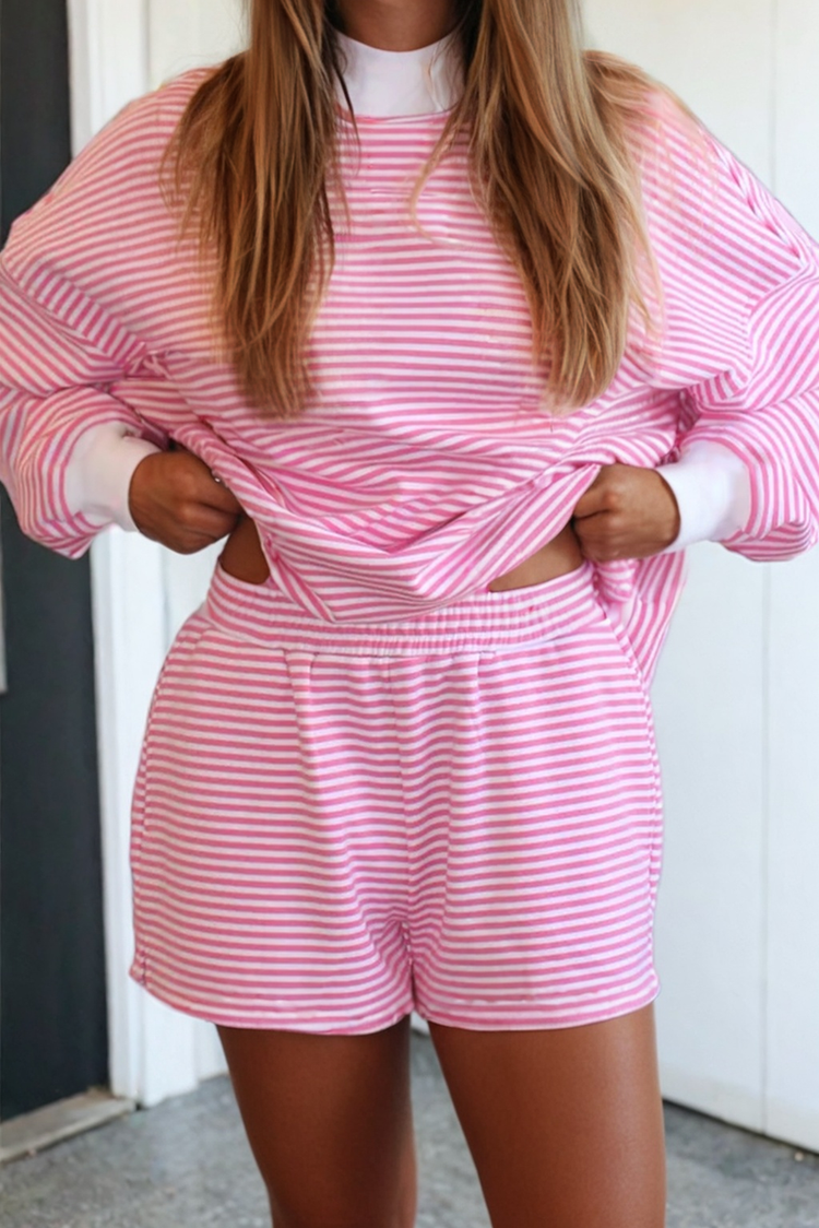 Dolly Stripe Oversize Sweatshirt and Shorts Set