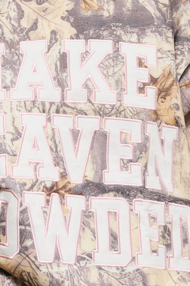Make HEAVEN Crowded | Camo Appliqué Embroidery  Sweatshirt